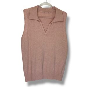 Pink Polo Sweater Pullover V Neck Knit Womens‎ Size Medium